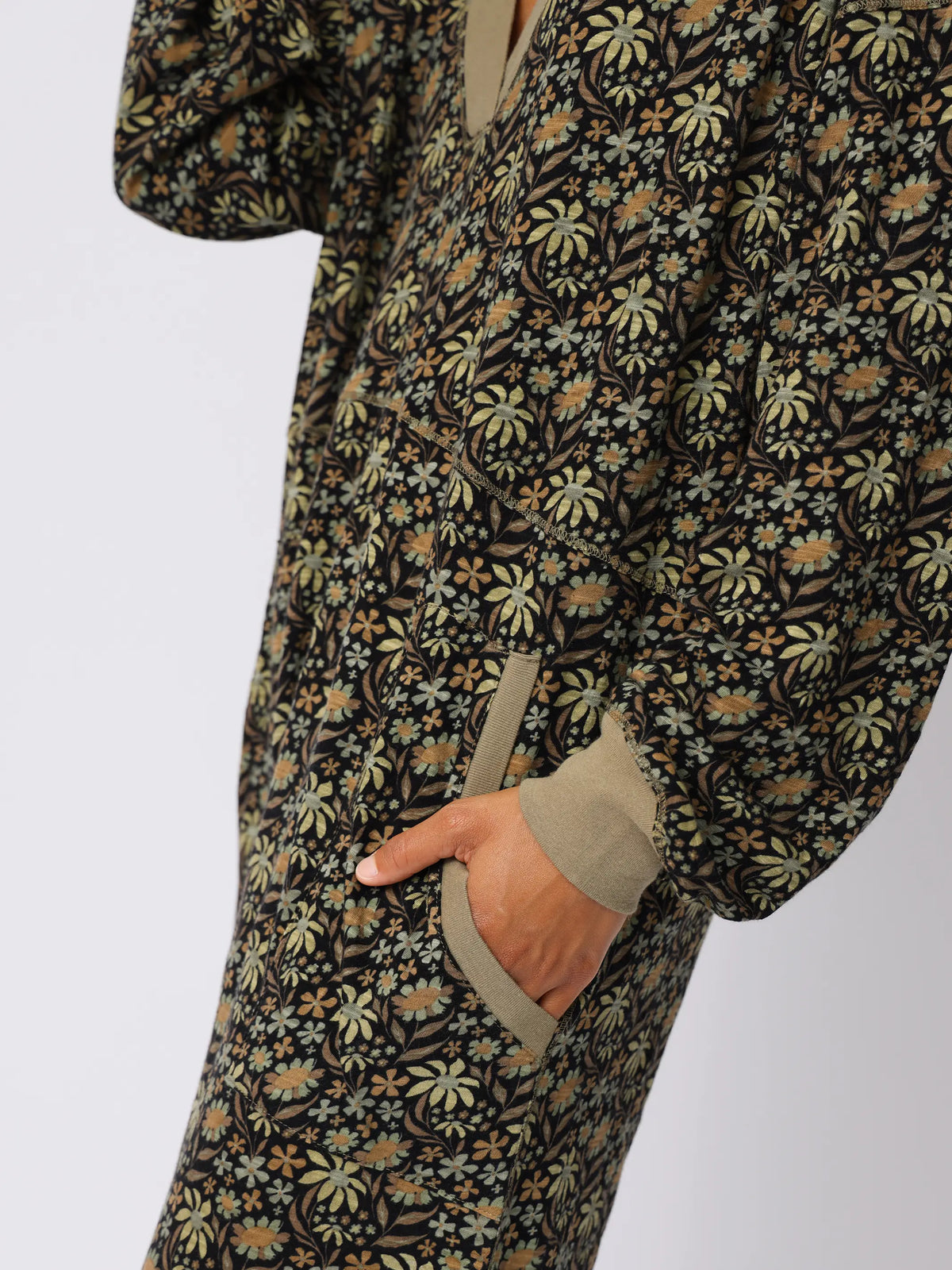 Johnnie Cotton Jumpsuit - Black Tan Daisies