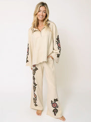 Easy Does It Embroidered Sweatshirt - Cream