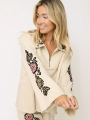 Easy Does It Embroidered Sweatshirt - Cream