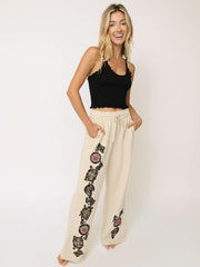 Easy Does It Embroidered Sweatpants - Cream