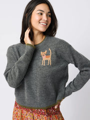 Intarsia Icon Sweater - Charcoal Cat
