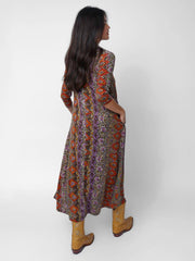 Lottie Sweater Knit Maxi Dress - Brown Tuscany Border