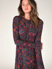 Stevie "ButterSoft" Knit Maxi Dress - Mandala Charcoal Folk Floral