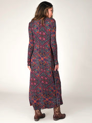 Stevie "ButterSoft" Knit Maxi Dress - Mandala Charcoal Folk Floral