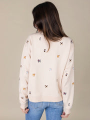 Fave Little Things Embroidered Sweatshirt - Cream Cats