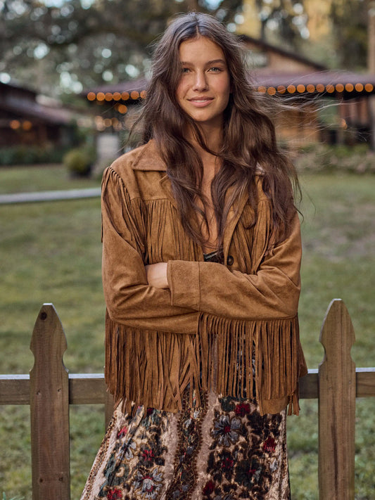 Ella Vegan Suede Jacket - Whiskey
