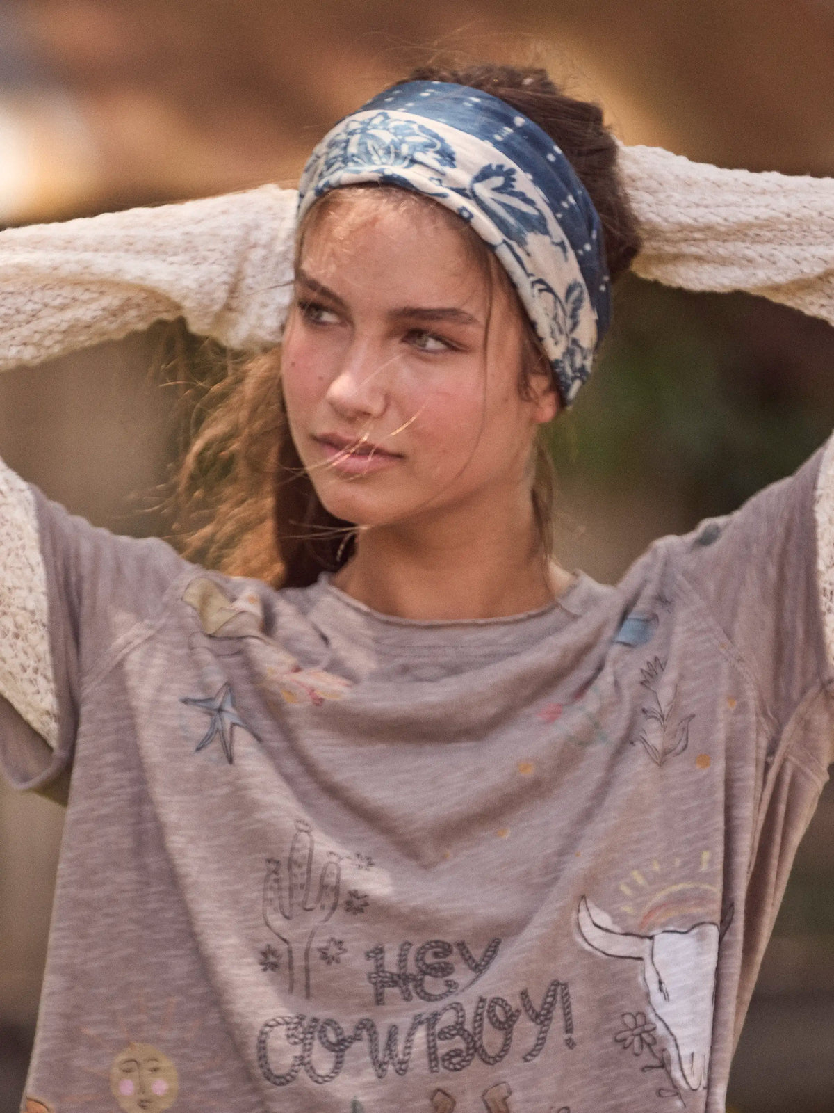 Full Boho Bandeau® Headband - Shibori Stripe Indigo