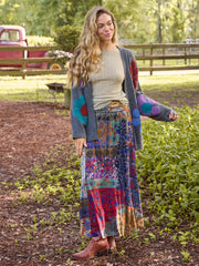 Lexie Intarsia Cardigan Sweater - Charcoal Daisies