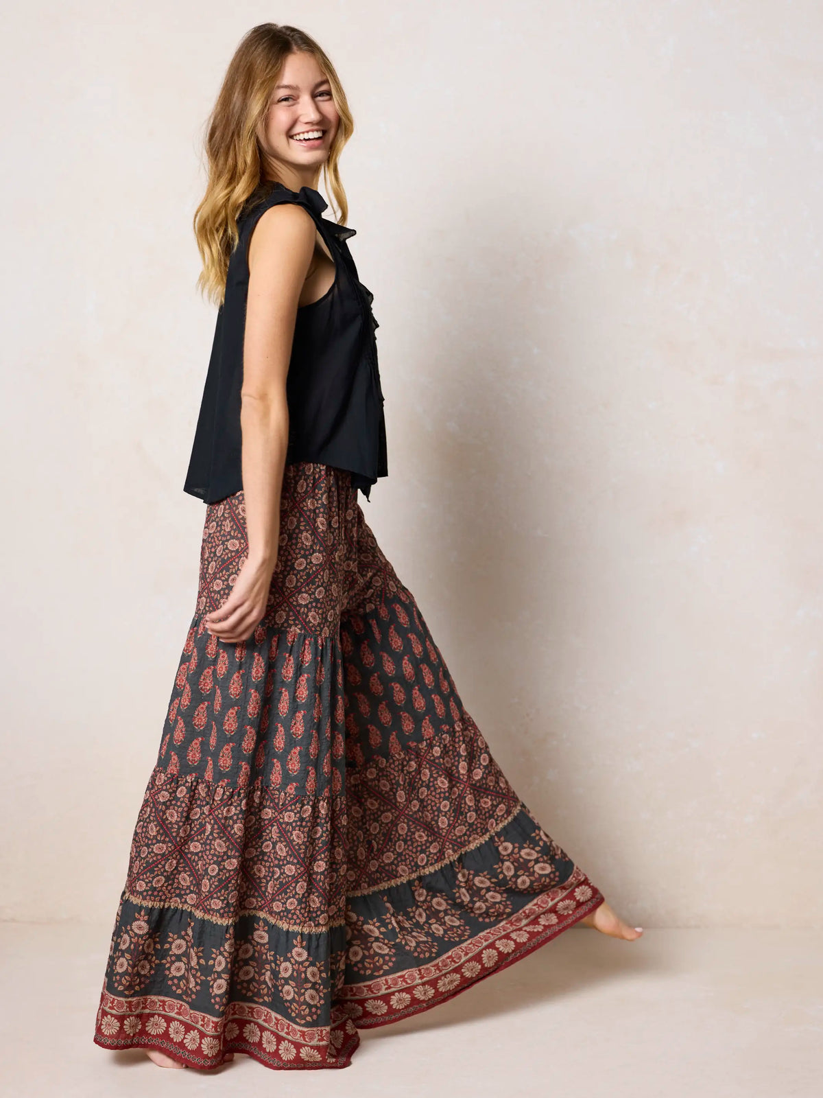 Patti Palazzo Pants - Wildflower Medallion Border