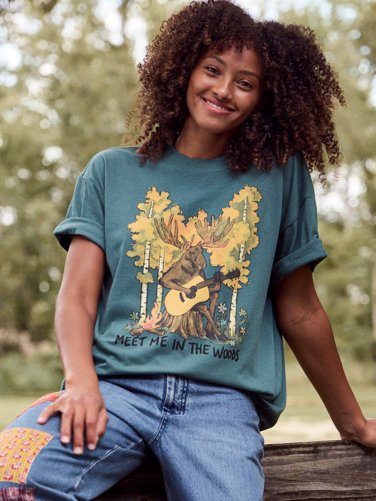 Boyfriend Cotton Tee Shirt - Meet Me In The Woods