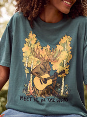 Boyfriend Cotton Tee Shirt - Meet Me In The Woods