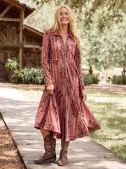 Christa Knit Cotton Maxi Dress - Batik Garden Red