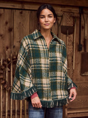 Palomino Poncho - Green Cream Plaid