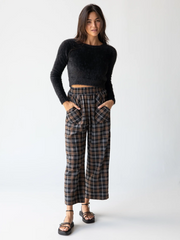 Beckett Flannel Pants - Brown Grey Plaid