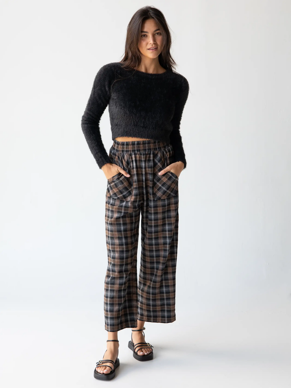 Beckett Flannel Pants - Brown Grey Plaid