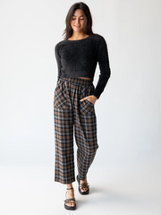 Beckett Flannel Pants - Brown Grey Plaid