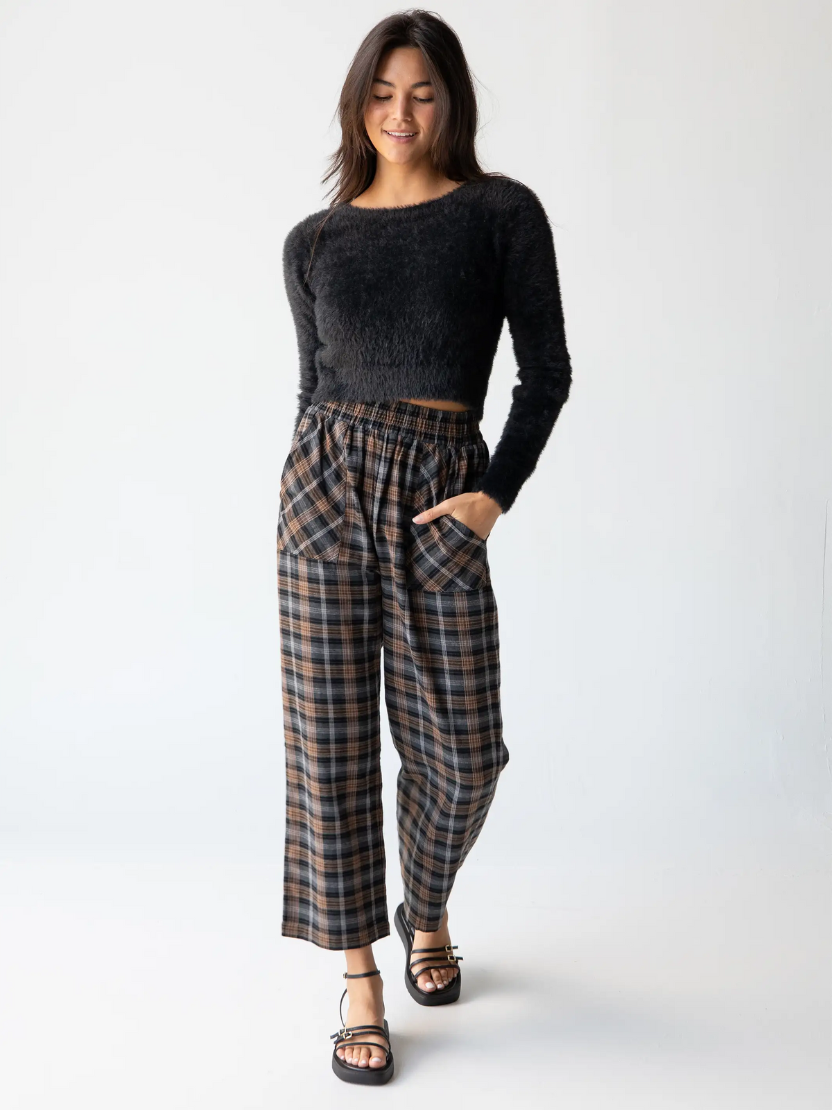 Beckett Flannel Pants - Brown Grey Plaid