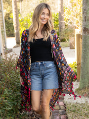 Soleil Tassel Kimono - Charcoal Mandala