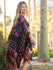 Soleil Tassel Kimono - Charcoal Mandala