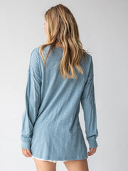 Oversized Cotton Doodle Tee - Light Blue
