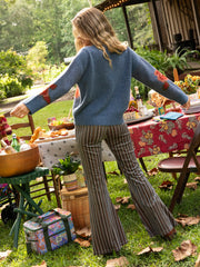 Rosie Reversible Jacquard Pullover Sweater - Denim Rose