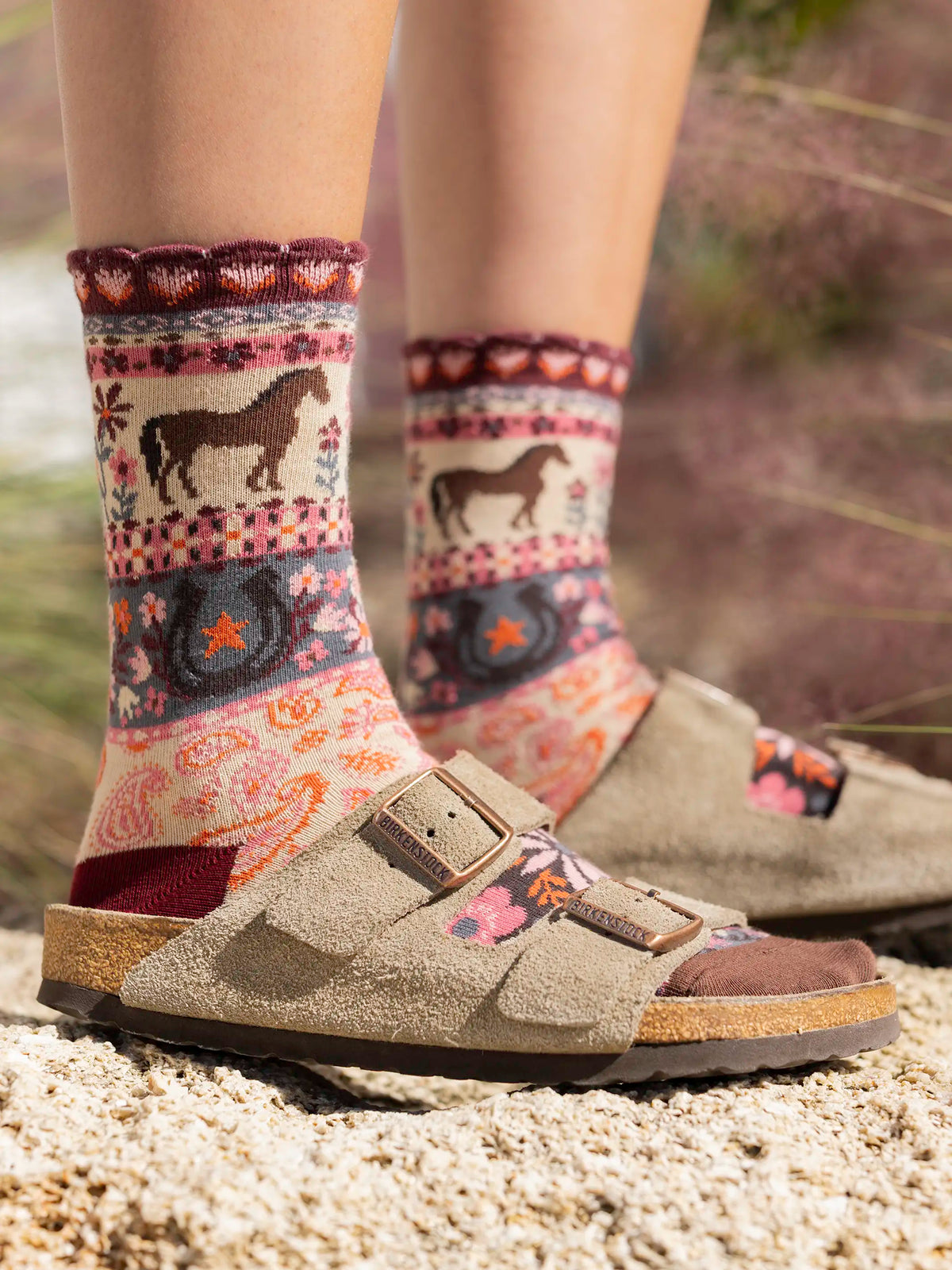 Boxed Boho Sock Set, Set of 3 - Red Horses
