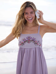 Patti Embroidered Mini Dress - Lavender