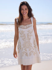 Sadie Cotton Eyelet Mini Dress - Ivory