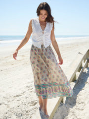 Cotton Skirt-In-A-Bag - Antique Blossoms Beige