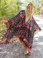 Soleil Tassel Kimono - Charcoal Mandala
