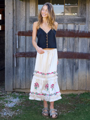 Delilah Embroidered Midi Skirt - Ivory