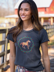 Printed Embroidered Cotton Baby Tee - Horse