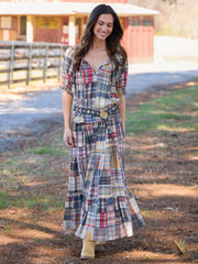 Hanna Convertible Maxi Skirt - Greenfield Madras Multi