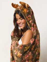 Hooded Sherpa Blanket - Moose