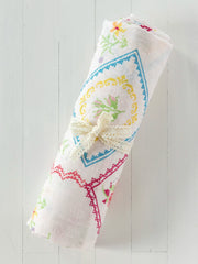 Boho Shower Curtain -  Heirloom Cross Stitch Ivory