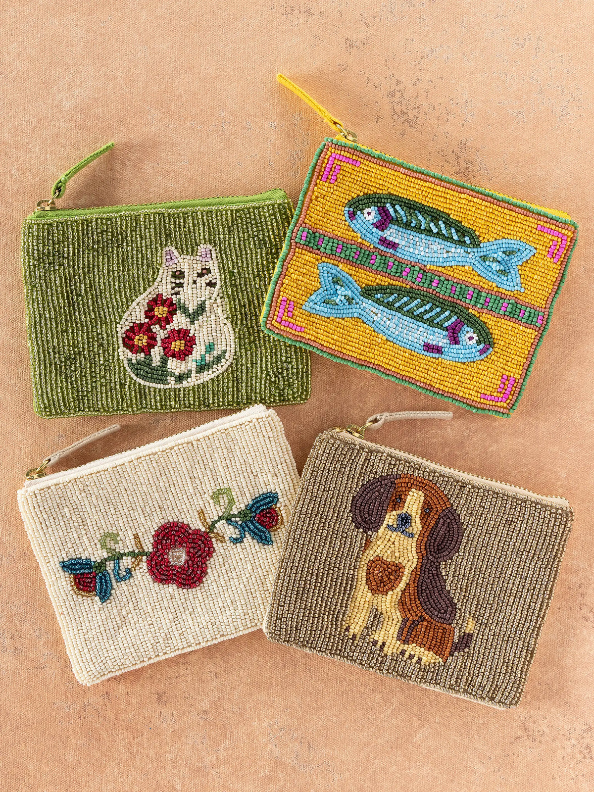 Beaded Coin Purse - Folk Flower
