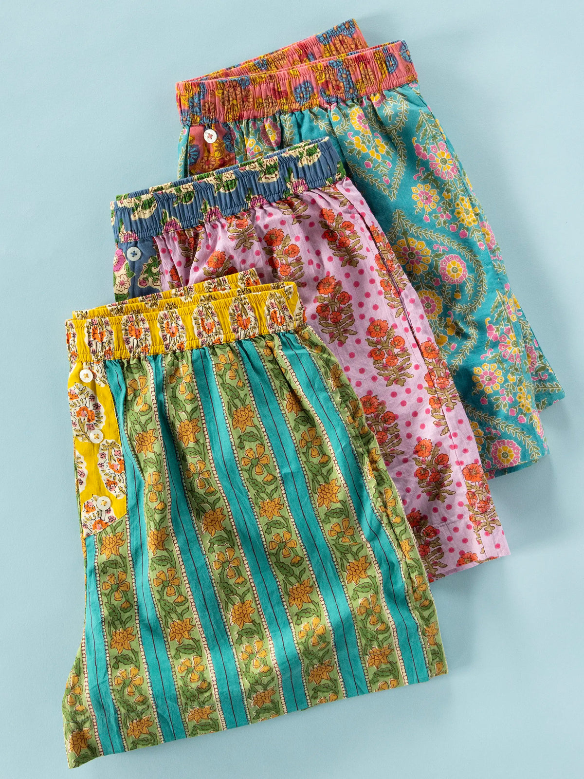 Dream On Cotton Boxer Shorts - Teal Willow Medallion