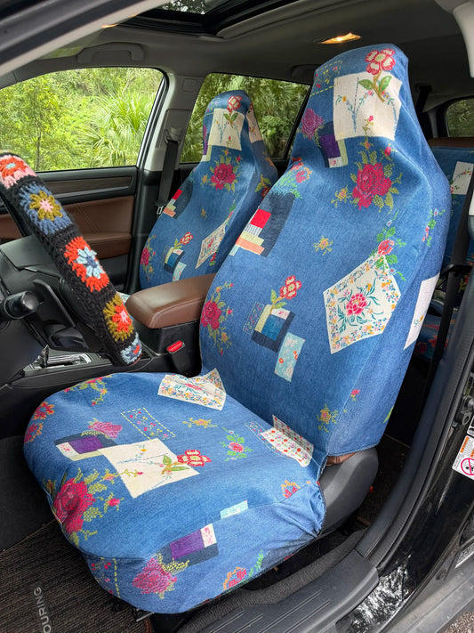 Velvet Front Car Seat Cover, Set of 2 - Western Craft