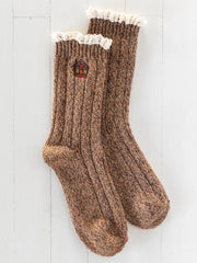Little Things Embroidered Socks - Cabin
