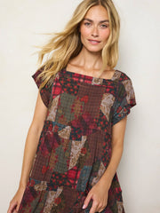 Berkley Maxi Dress - Aspen Patchwork Burgundy