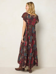 Berkley Maxi Dress - Aspen Patchwork Burgundy