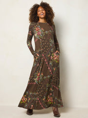Stevie "ButterSoft" Knit Maxi Dress - Crafted Bouquets Chocolate