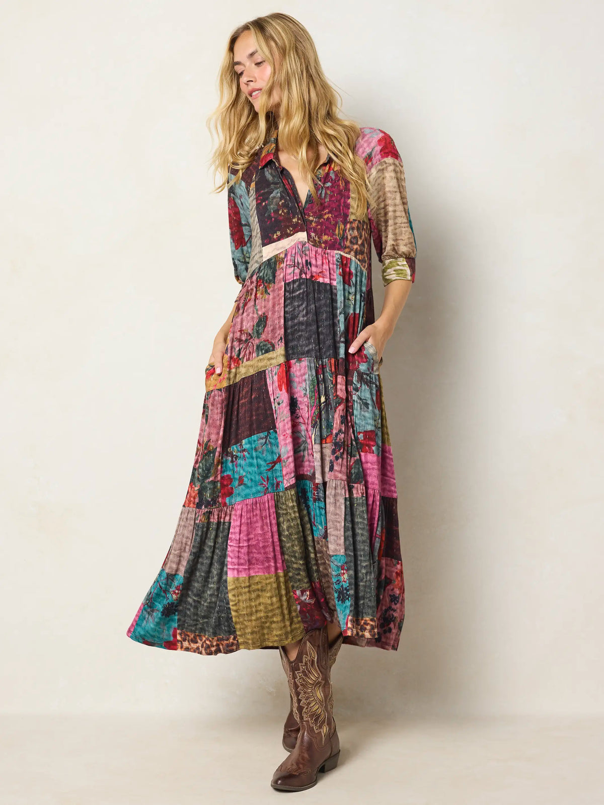 Rebecca "ButterSoft" Midi Dress - Jewel Quilt Multi