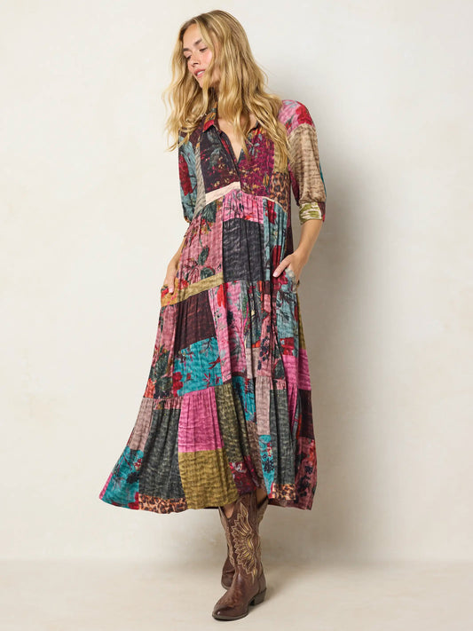 Rebecca "ButterSoft" Midi Dress - Jewel Quilt Multi