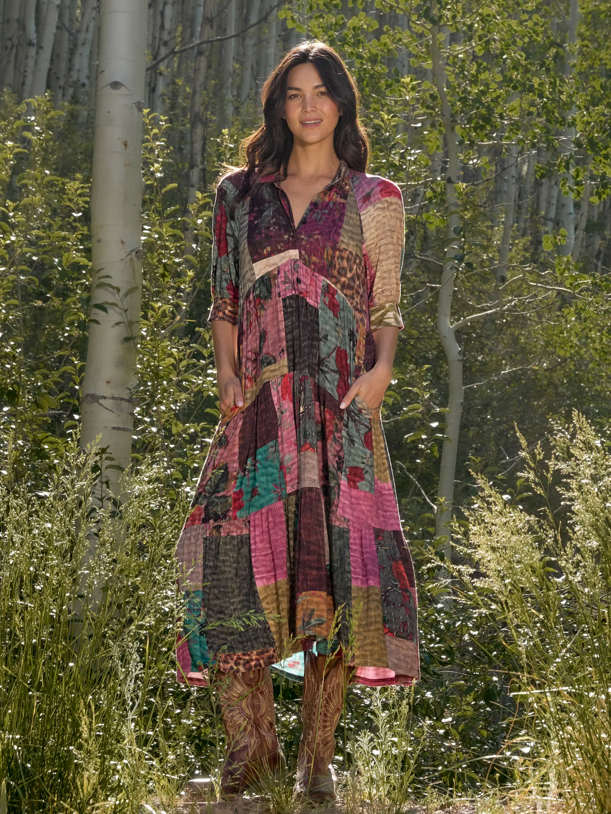 Rebecca "ButterSoft" Midi Dress - Jewel Quilt Multi