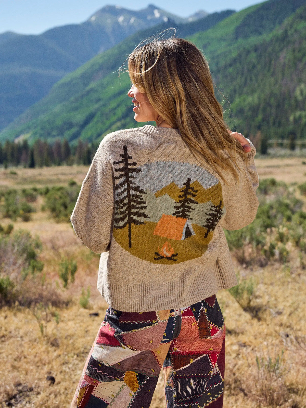 Jacquard Button Front Cardigan Sweater - Beige Camp