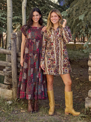 Berkley Maxi Dress - Aspen Patchwork Burgundy