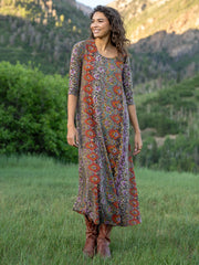 Lottie Sweater Knit Maxi Dress - Brown Tuscany Border