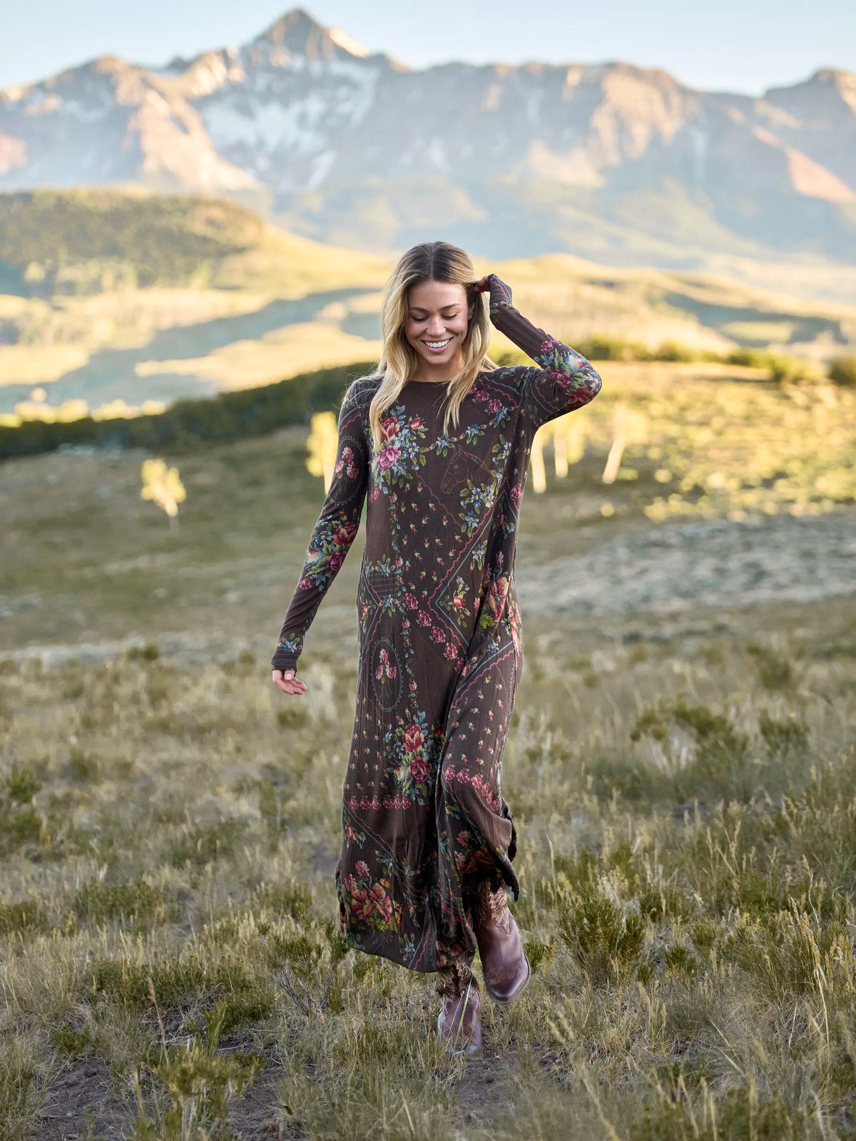 Stevie "ButterSoft" Knit Maxi Dress - Crafted Bouquets Chocolate
