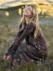 Stevie "ButterSoft" Knit Maxi Dress - Crafted Bouquets Chocolate